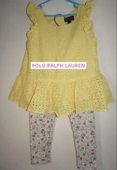 POLO RALPH LAURENフリル付き黄色トップス裏地付花柄レギンスセット