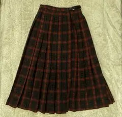 チェック ロングプリーツスカート (ウール)