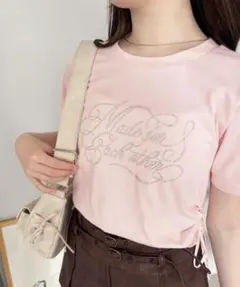 ナイスクラップ　サイドドロストアソートTシャツ　ラインストーン　ピンク　タグ付き