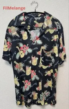 【美品】グラッドハンド　アロハシャツ　開襟　祈りの手　パイナップル　レーヨン 美品】グラッドハンド アロハシャツ 開襟 祈りの手 パイナップル
