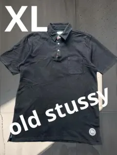 希少　OLD STUSSY ポロシャツ XL チェック裏地 サークルロゴ 黒のサムネイル