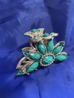 【太陽おばさん様専用】ターコイズ 花モチーフ ヘアクリップ　バンスクリップ