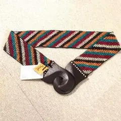 【新品未使用】チャイハネ ビーズストライプ模様ベルト