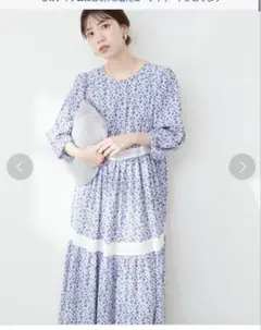 natural couture 2WAY MIX柄切替ワンピース