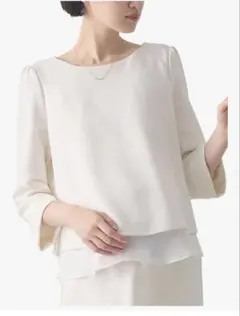 新品未使用　マタニティ　授乳服　ANGELIEBE ホワイト長袖ブラウスのサムネイル