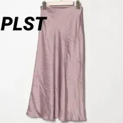 PLST プラステサイズXS サテン ピンク フレアスカート光沢のサムネイル