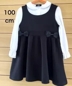 フォーマルフレアワンピース黒　ブラウス100cm 2点セット　女の子