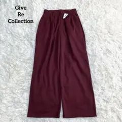 ギブリコレクション　ウールライクタック入りパンツQVCワインレッド7号