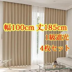 1級遮光カーテン幅100cm丈185cm4枚組遮熱保温UVカット防音厚地レースのサムネイル