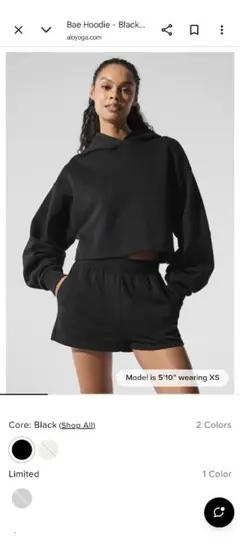Alo Yoga Bae Hoodie ブラック M - メルカリ