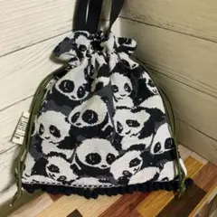 ゴブラン織り　パンダ　巾着トートバッグ