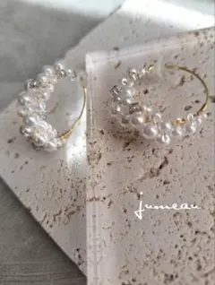 《No.2》パールビーズフープイヤリング