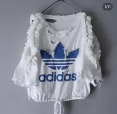 NOAH adidas フリル付きホワイトTシャツ リメイク