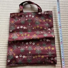花柄 バッグ エンジ色
