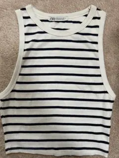 ZARA ストライプ クロップド丈タンクトップ