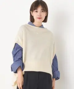 新品タグ付き OMNES オムネス ウールナイロン ワイドドロップニットベスト