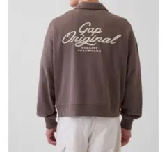 GAP ヴィンテージソフト フレンチテリー ハーフジップ プルオーバー ブラウン