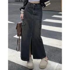 スリットデニムロングスカート Sサイズ