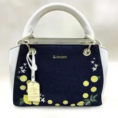 & chouette アンドシュエット　デニム　フォルムハンドバッグ　レモン柄