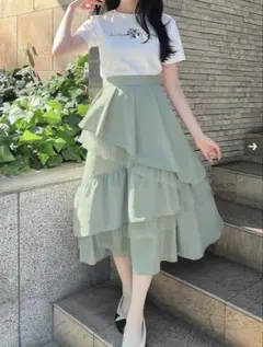 fint チュールレイヤードラッフルスカート　グリーンのサムネイル