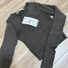 ZARA リブ編み 長袖ニット ゴールド系