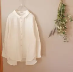 サマンサモスモス　リネンmixレギュラーカラーシャツ　オフ