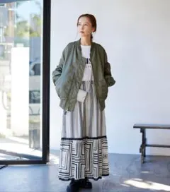 ジャーナルスタンダード ストライプ幾何学模様ロングスカート 38