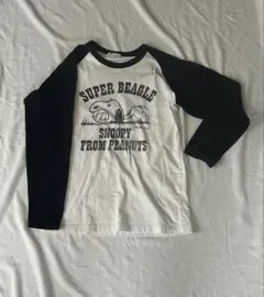 PEANUTS スヌーピー ラグラン七分袖Tシャツ キッズM 両面プリント