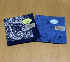 PEANUTS ハンカチセット ネイビー ブルー　スヌーピー　大判サイズ