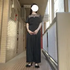 【merlot plus】ビスチェ風シースルー切替オールインワン