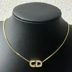 美品 Christian Dior ネックレス CDロゴ ラインストーン