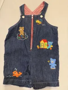 miki HOUSE ミキハウス 刺繍 デニムオーバーオール サロペット 90