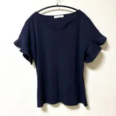 chocol raffine robe ハートネックリブプルオーバー ネイビーのサムネイル