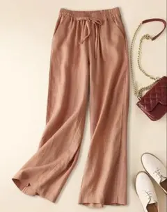 【試着のみ】リラックスワイドレッグパンツ タンジェリンレッド