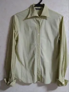 Ships Ladies イエローグリーン ストライプチェック 長袖シャツ