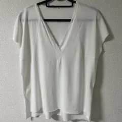 ZARA ホワイト Vネック 半袖シャツ