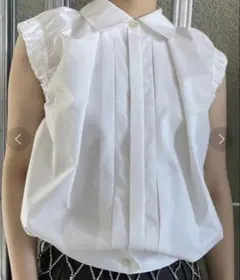 JENNE ジェンヌ ハンドメイドパール 襟モダン半袖ブラウス M 美品 
