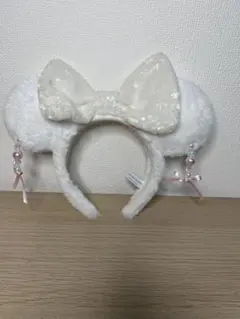 ディズニー カチューシャ イヤリング ミニー 白
