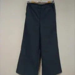 ダークグレー ワイドパンツ ウエストゴム