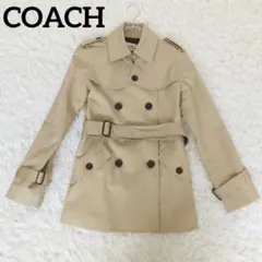 美品✨️COACHコーチ ダブルブレストPコート トレンチ ライトブラウン　花柄