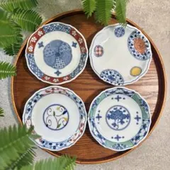 【4枚セット】九谷焼 小皿 高砂 鶴亀 松竹梅 宝尽くし 金彩（12cm） 4枚セット】九谷焼 膾皿 小皿 高砂 鶴亀 松竹梅 宝尽くし 金彩（12cm