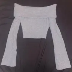 GRLオフショルフレアスリーブテレコトップス dk1070 グレー