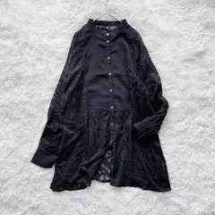 TONAL トーナル バンドカラーレースシャツブラウス ゆったり 38サイズ 
