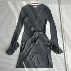 美品⭐︎COEL ラメリブニットカーディガン　共布ベルト付き　春のサムネイル