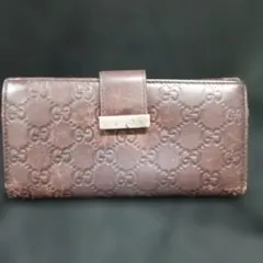 訳あり GUCCI グッチ 長財布 グッチシマ ブラウン Wホック