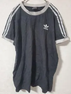 adidas Tシャツ 黒 3本ライン メンズ【S】