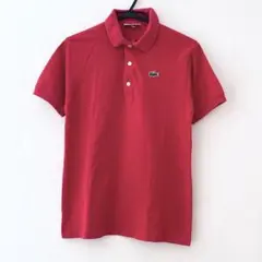 CHEMISE LACOSTE 半袖ポロ42 赤 鹿の子 ラコステ綿100刺繍