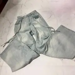 【美品】EMODA エモダ　ダブルベルトルーズジーンズ　Sサイズ　y2k