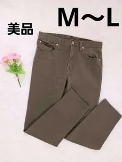 【美品】GU　カーキ色 ストレートレッグデニム　29インチ