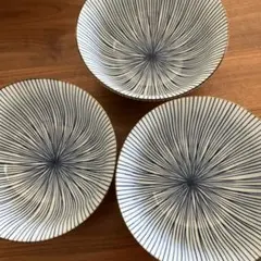 青と白のストライプ模様の丼 3個セット